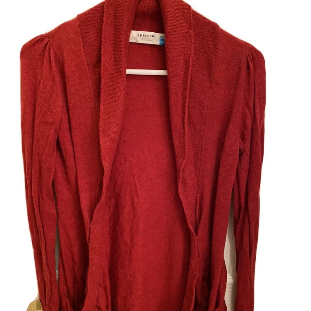 Anthropologie Sparrow Cashmere Blend Open Knit Pocket Cardigan Cozy Holidays